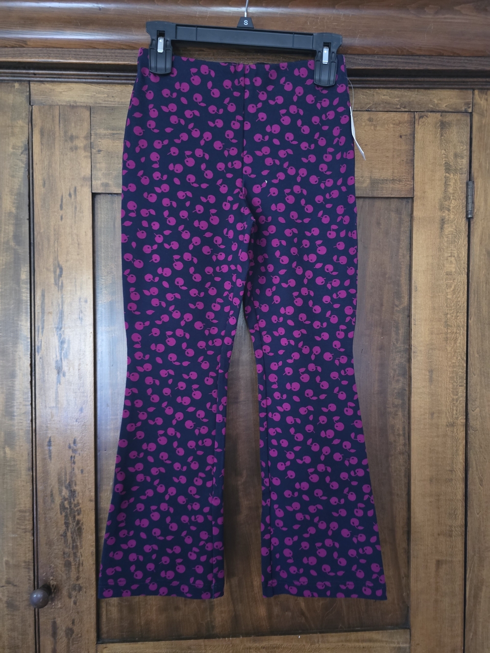 Anthropologie Navy Flare Pants with Pink Cherrys NWT XXS